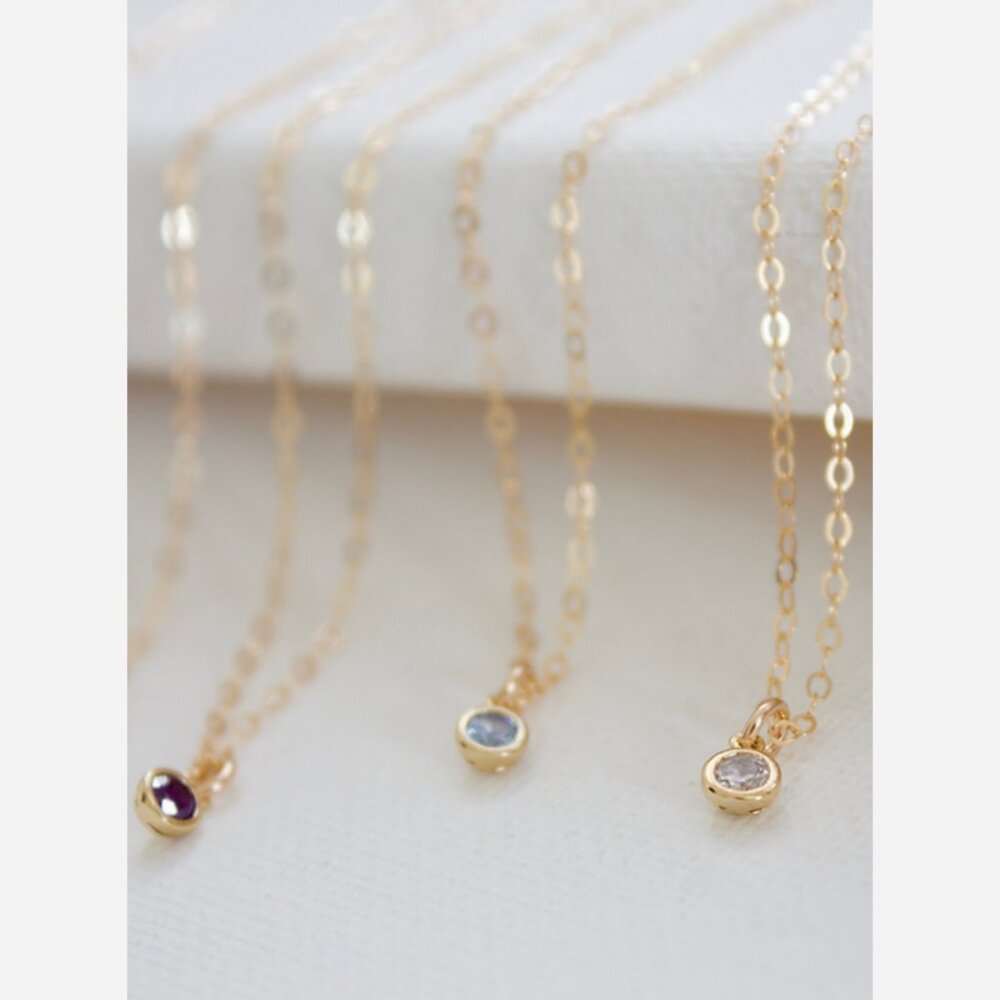 June Birthstone Necklace – Petite Alexandrite Pendant on Gold-Filled Chain